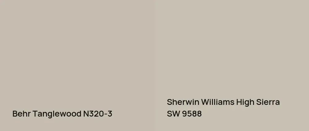 Behr Tanglewood N320-3 vs Sherwin Williams High Sierra SW 9588