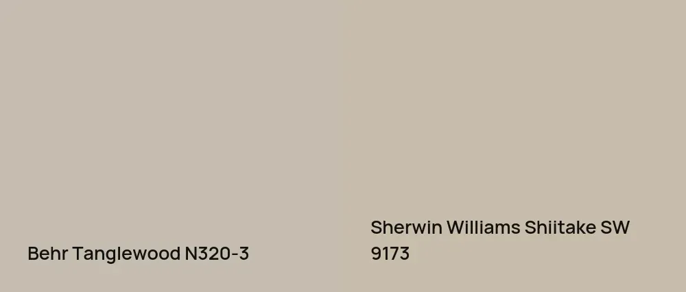Behr Tanglewood N320-3 vs Sherwin Williams Shiitake SW 9173