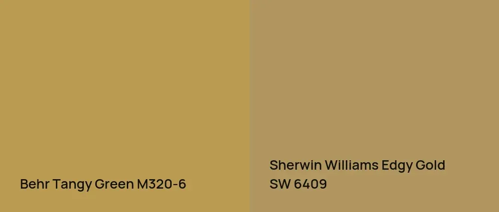 Behr Tangy Green M320-6 vs Sherwin Williams Edgy Gold SW 6409