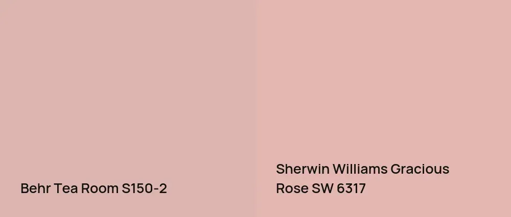 Behr Tea Room S150-2 vs Sherwin Williams Gracious Rose SW 6317