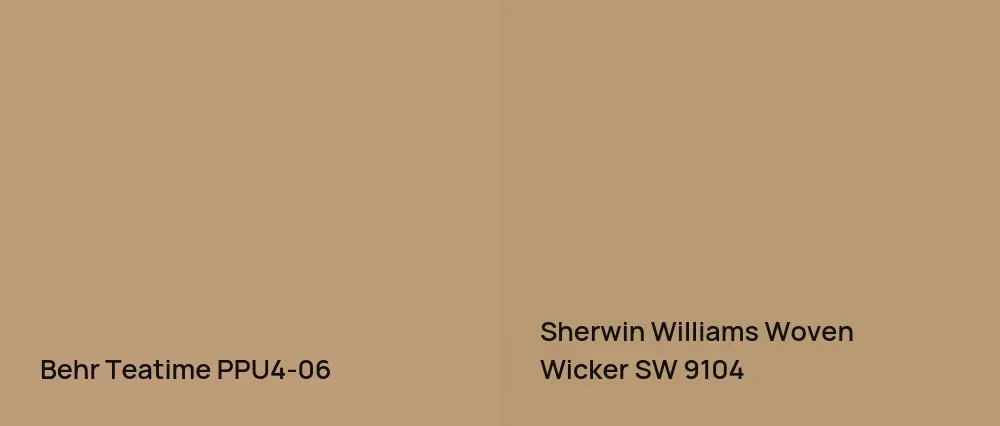 Behr Teatime PPU4-06 vs Sherwin Williams Woven Wicker SW 9104