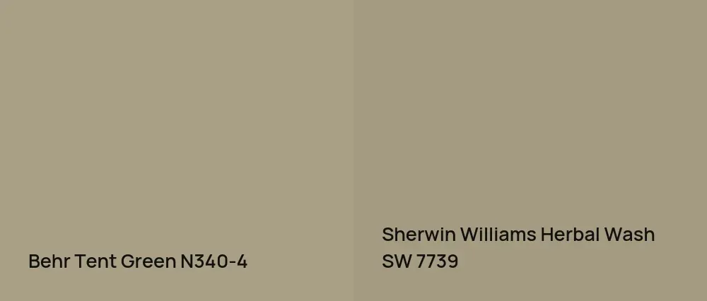 Behr Tent Green N340-4 vs Sherwin Williams Herbal Wash SW 7739