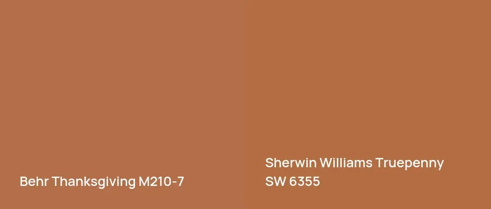 Behr Thanksgiving M210-7 vs Sherwin Williams Truepenny SW 6355