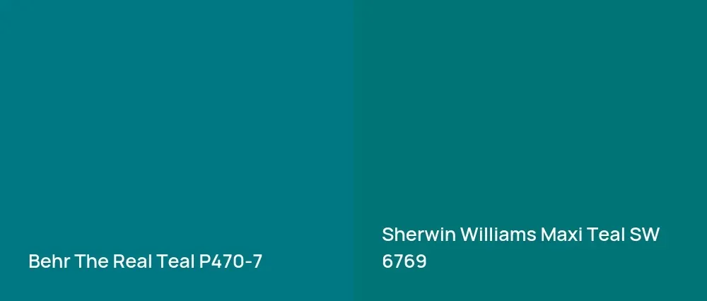 Behr The Real Teal P470-7 vs Sherwin Williams Maxi Teal SW 6769
