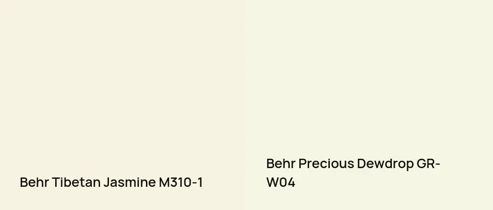 Behr Tibetan Jasmine M310-1 vs Behr Precious Dewdrop GR-W04