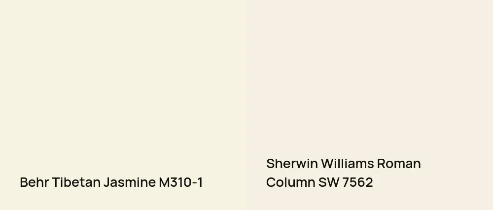 Behr Tibetan Jasmine M310-1 vs Sherwin Williams Roman Column SW 7562
