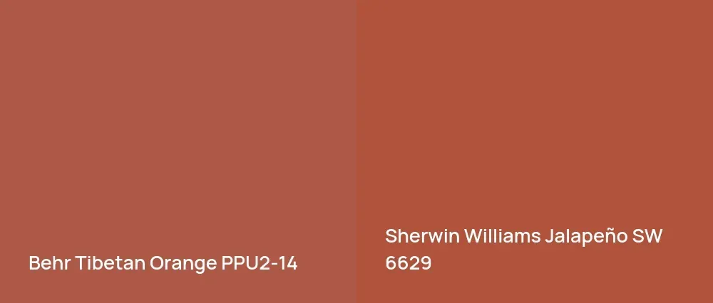 Behr Tibetan Orange PPU2-14 vs Sherwin Williams Jalapeño SW 6629