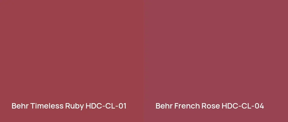 Behr Timeless Ruby HDC-CL-01 vs Behr French Rose HDC-CL-04