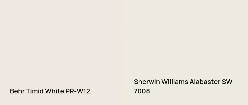 Behr Timid White PR-W12 vs Sherwin Williams Alabaster SW 7008