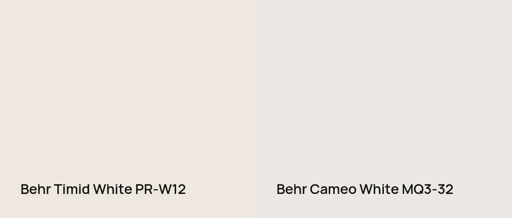 Behr Timid White PR-W12 vs Behr Cameo White MQ3-32