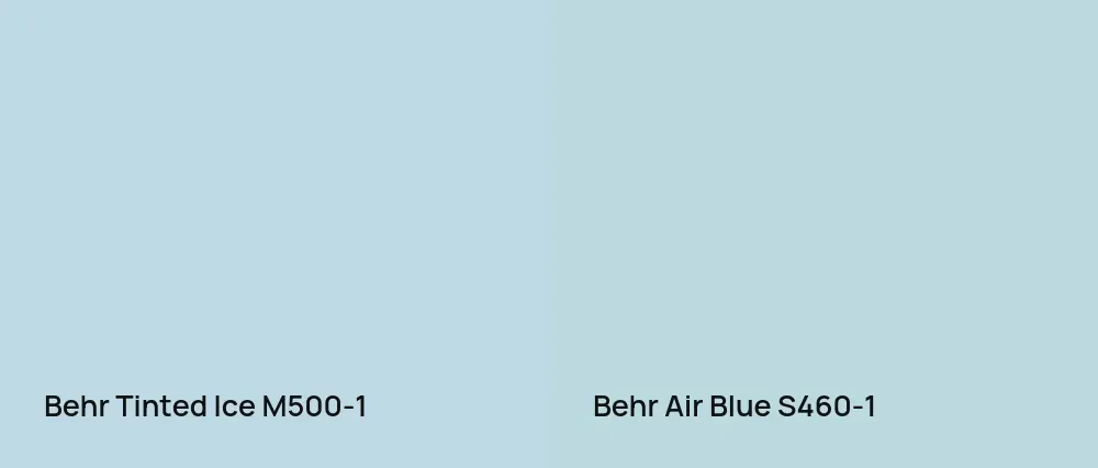 Behr Tinted Ice M500-1 vs Behr Air Blue S460-1