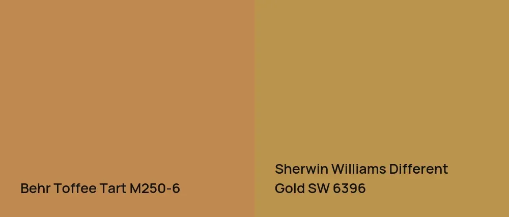 Behr Toffee Tart M250-6 vs Sherwin Williams Different Gold SW 6396