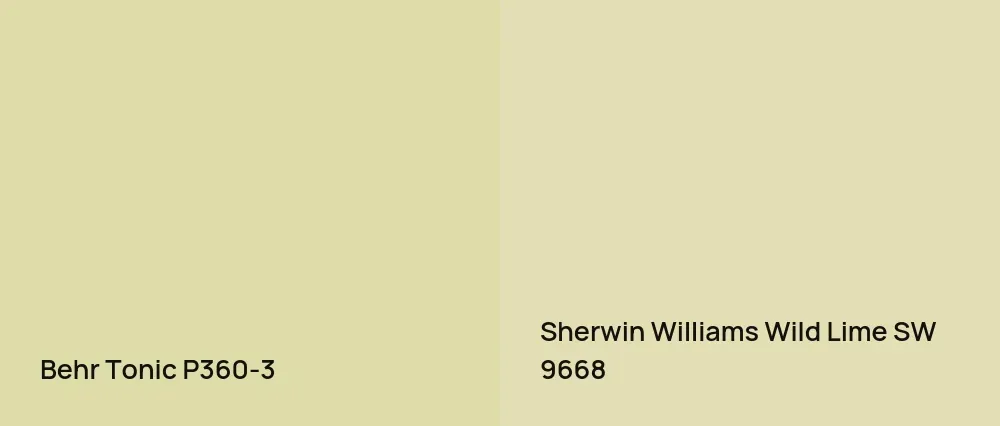 Behr Tonic P360-3 vs Sherwin Williams Wild Lime SW 9668