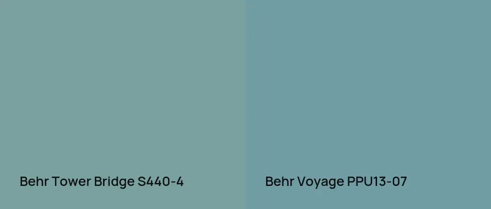 Behr Tower Bridge S440-4 vs Behr Voyage PPU13-07