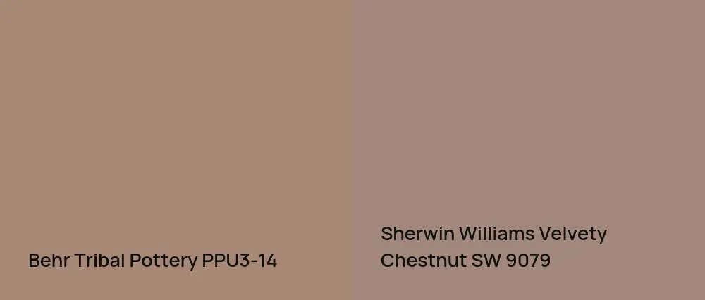 Behr Tribal Pottery PPU3-14 vs Sherwin Williams Velvety Chestnut SW 9079