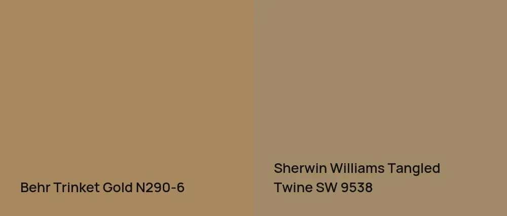 Behr Trinket Gold N290-6 vs Sherwin Williams Tangled Twine SW 9538