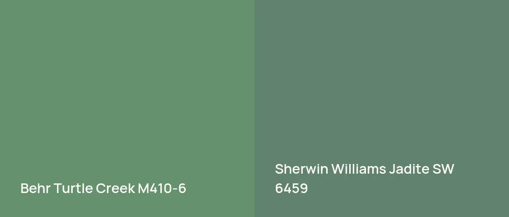 Behr Turtle Creek M410-6 vs Sherwin Williams Jadite SW 6459