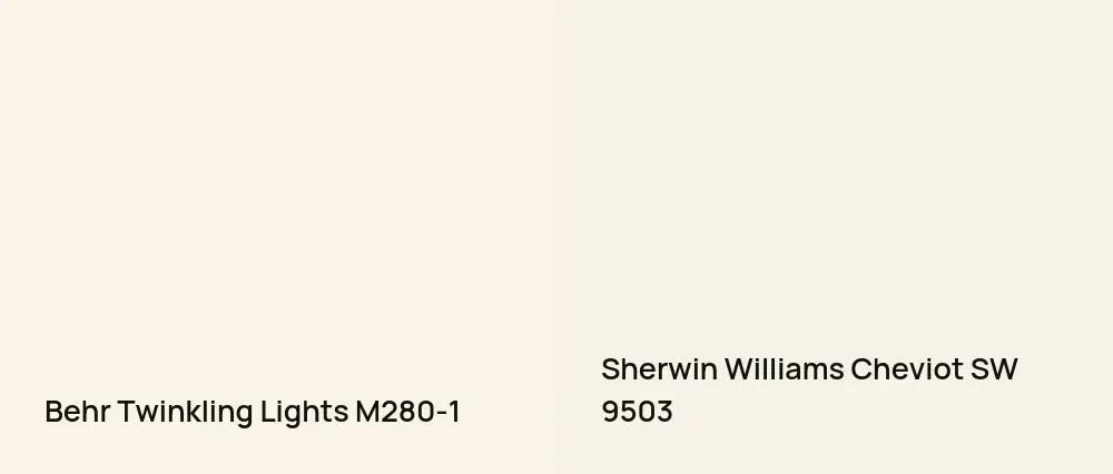 Behr Twinkling Lights M280-1 vs Sherwin Williams Cheviot SW 9503