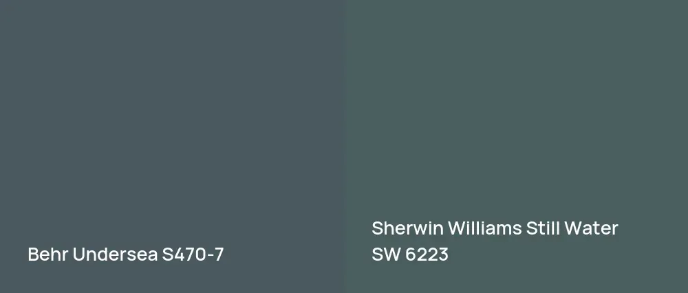 Behr Undersea S470-7 vs Sherwin Williams Still Water SW 6223