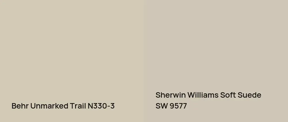Behr Unmarked Trail N330-3 vs Sherwin Williams Soft Suede SW 9577