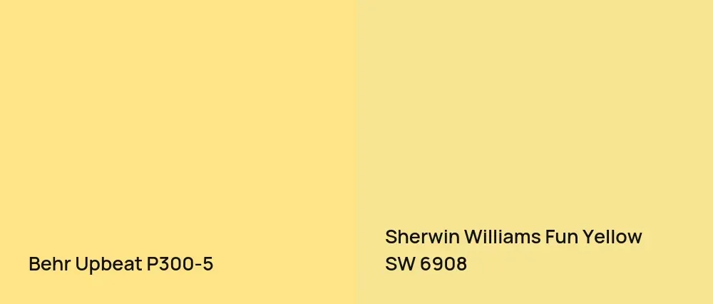Behr Upbeat P300-5 vs Sherwin Williams Fun Yellow SW 6908