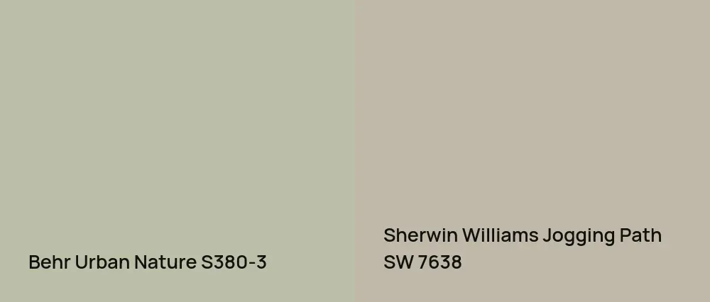 Behr Urban Nature S380-3 vs Sherwin Williams Jogging Path SW 7638