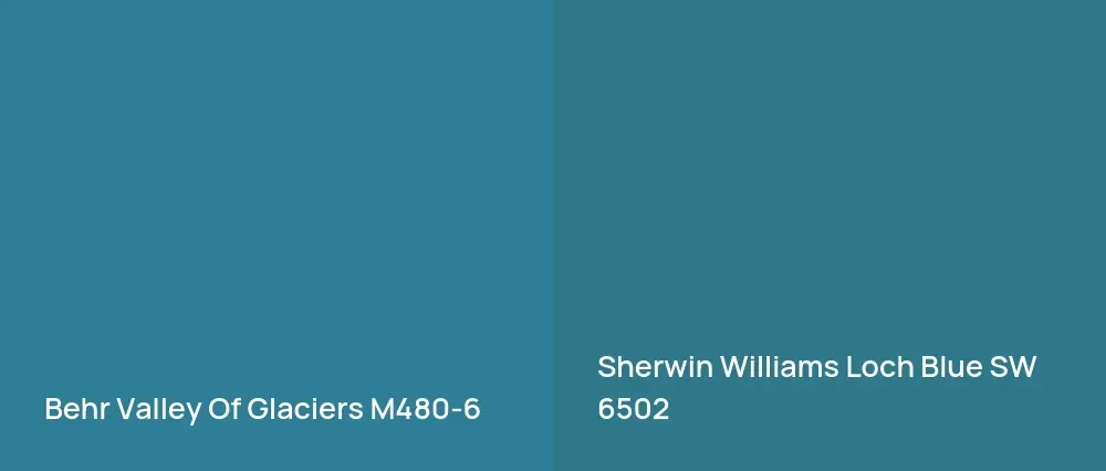 Behr Valley Of Glaciers M480-6 vs Sherwin Williams Loch Blue SW 6502