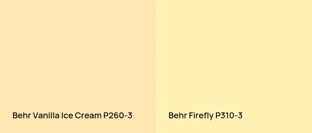 Behr Vanilla Ice Cream P260-3 vs Behr Firefly P310-3