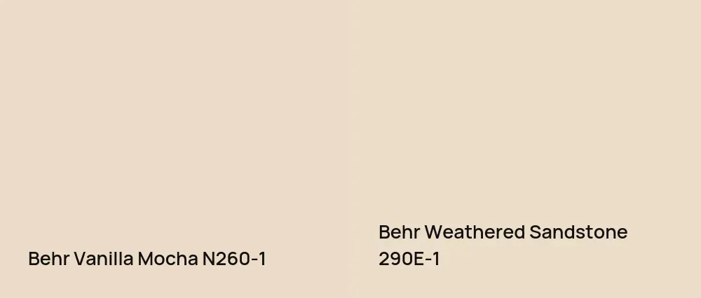 Behr Vanilla Mocha N260-1 vs Behr Weathered Sandstone 290E-1