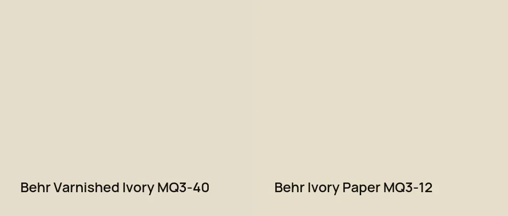 Behr Varnished Ivory MQ3-40 vs Behr Ivory Paper MQ3-12