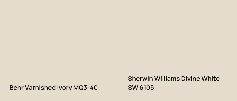 Behr Varnished Ivory MQ3-40 vs Sherwin Williams Divine White SW 6105