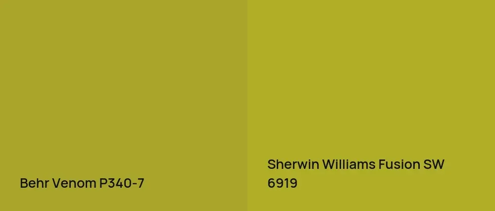 Behr Venom P340-7 vs Sherwin Williams Fusion SW 6919