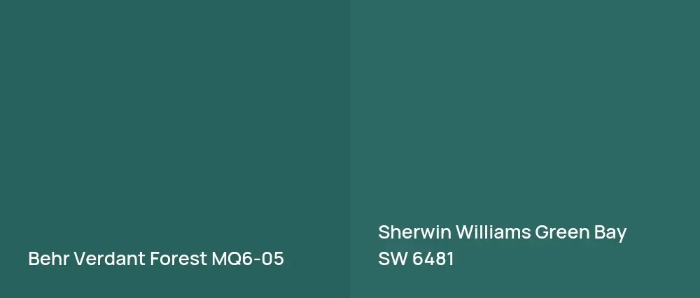Behr Verdant Forest MQ6-05 vs Sherwin Williams Green Bay SW 6481