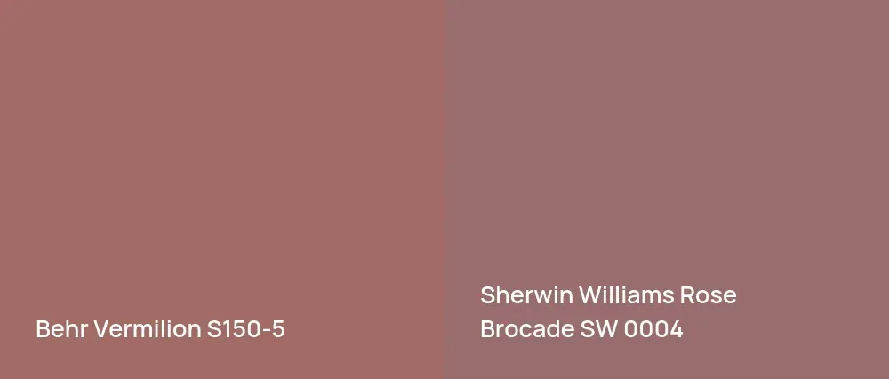 Behr Vermilion S150-5 vs Sherwin Williams Rose Brocade SW 0004