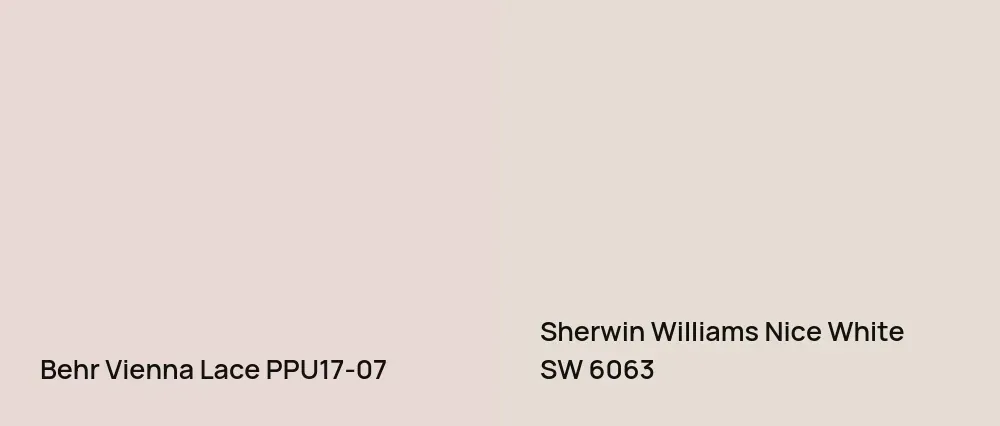 Behr Vienna Lace PPU17-07 vs Sherwin Williams Nice White SW 6063