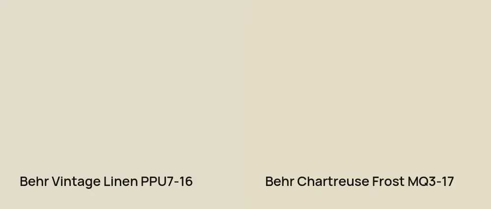 Behr Vintage Linen PPU7-16 vs Behr Chartreuse Frost MQ3-17