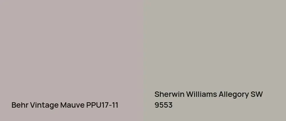 Behr Vintage Mauve PPU17-11 vs Sherwin Williams Allegory SW 9553