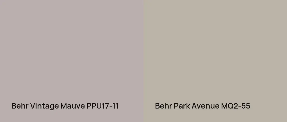 Behr Vintage Mauve PPU17-11 vs Behr Park Avenue MQ2-55