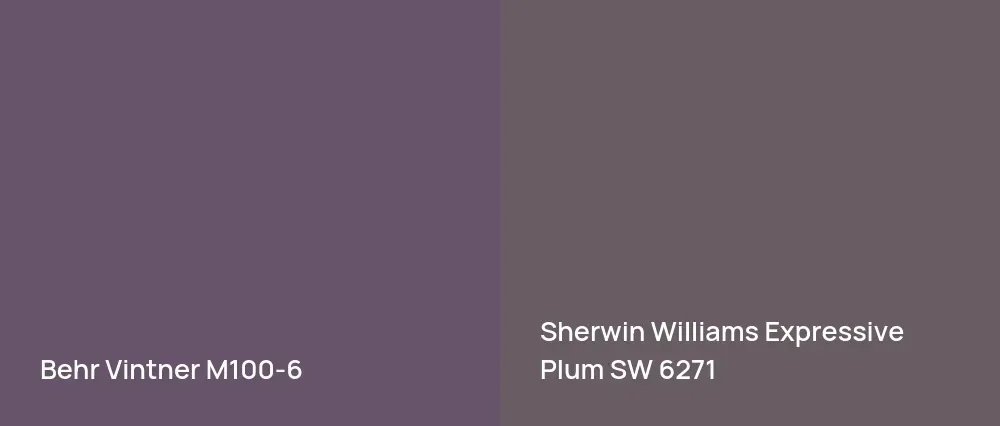 Behr Vintner M100-6 vs Sherwin Williams Expressive Plum SW 6271