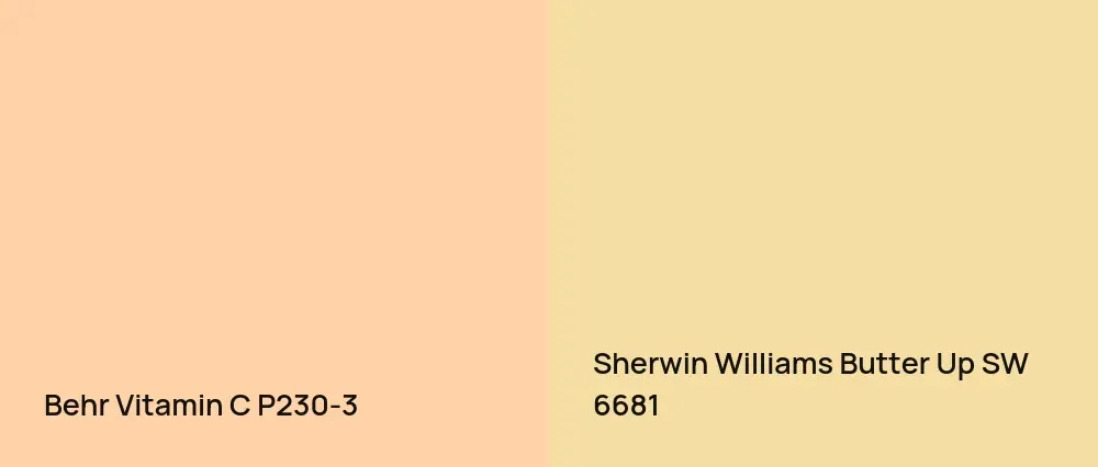 Behr Vitamin C P230-3 vs Sherwin Williams Butter Up SW 6681
