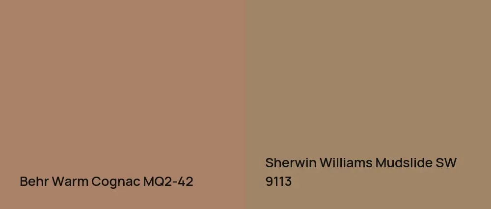Behr Warm Cognac MQ2-42 vs Sherwin Williams Mudslide SW 9113
