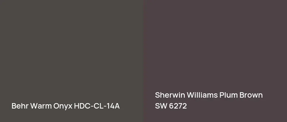 Behr Warm Onyx HDC-CL-14A vs Sherwin Williams Plum Brown SW 6272