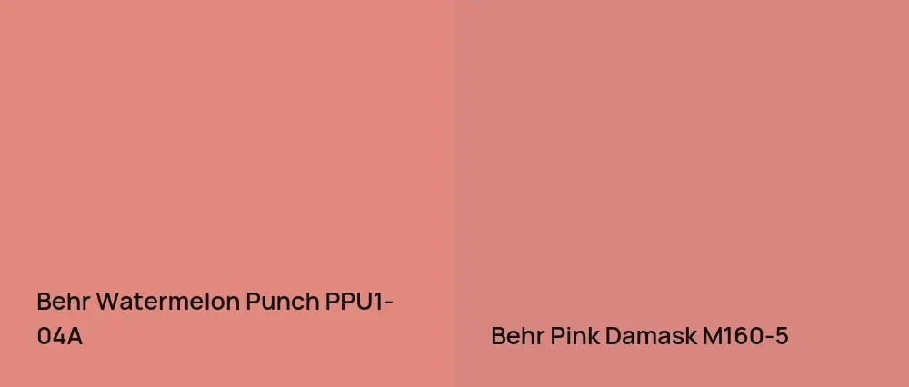 Behr Watermelon Punch PPU1-04A vs Behr Pink Damask M160-5