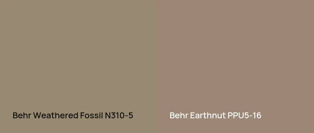 Behr Weathered Fossil N310-5 vs Behr Earthnut PPU5-16