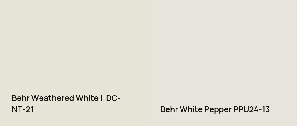 Behr Weathered White HDC-NT-21 vs Behr White Pepper PPU24-13
