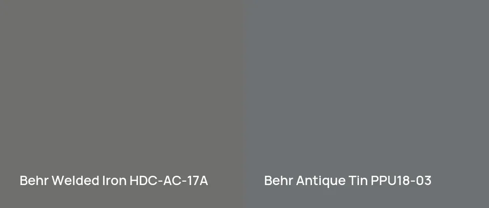 Behr Welded Iron HDC-AC-17A vs Behr Antique Tin PPU18-03