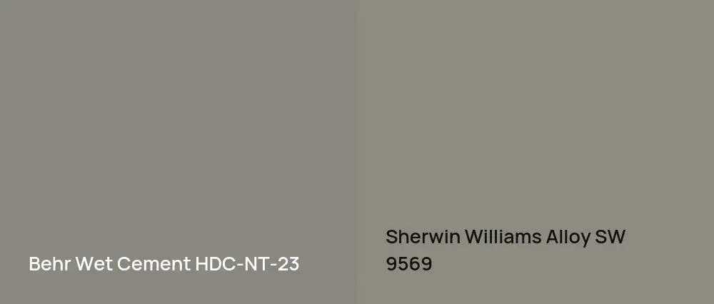 Behr Wet Cement HDC-NT-23 vs Sherwin Williams Alloy SW 9569