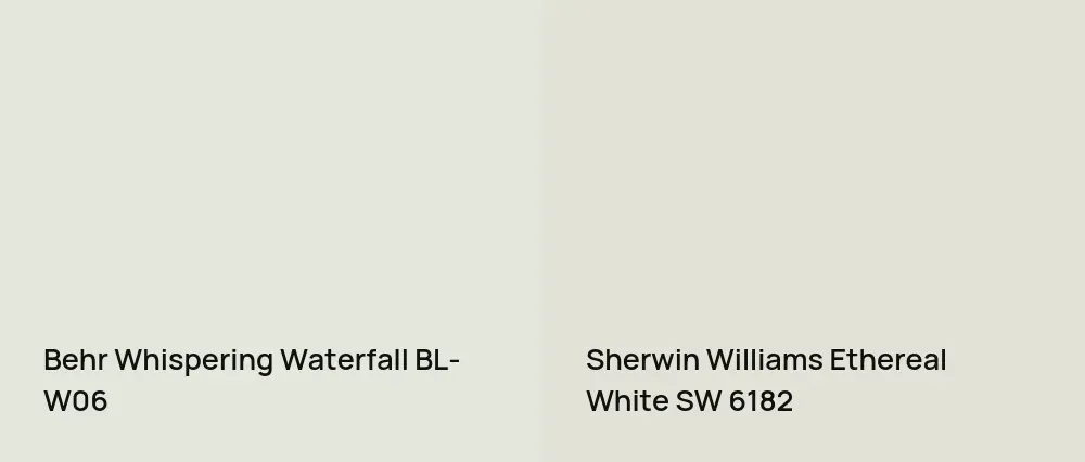 Behr Whispering Waterfall BL-W06 vs Sherwin Williams Ethereal White SW 6182