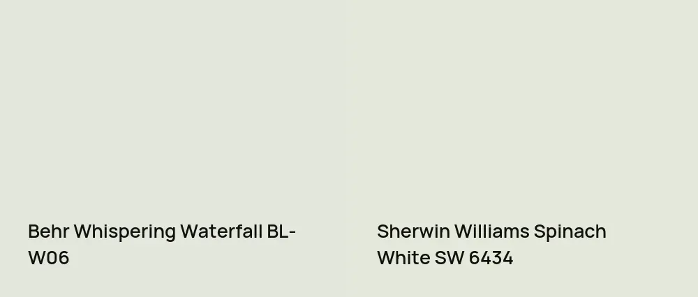 Behr Whispering Waterfall BL-W06 vs Sherwin Williams Spinach White SW 6434