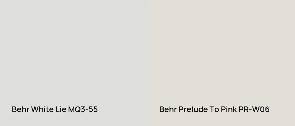 Behr White Lie MQ3-55 vs Behr Prelude To Pink PR-W06